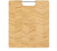 Moritz & Moritz Planche en bois 35 x 30 x 1 avec poignée en métal en forme de chevrons - Grande planche à découper en bambou - 35 x 30 x 2 cm - Planche à découper avec poignée
