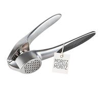 Moritz & Moritz Presse-ail en métal - Presse-ail manuel en alliage de zinc chromé - Presse-ail avec passoire fine - Ustensile de cuisine pour ail, gingembre et petits morceaux de légumes