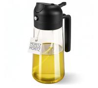 Moritz & Moritz Pulvérisateur d'huile en verre 470 ml noir - Spray d'huile pour Airfryer, poêle et barbecue - Pulvérisateur et bec verseur 2 en 1 - Vaporisateur d'huile rechargeable pour huile et
