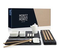 Moritz & Moritz Service de table à sushi de 22 pièces pour 4 personnes - Set de service avec 4 assiettes, 1 plat de service, 4 bols à sauce, 8 baguettes, etc.