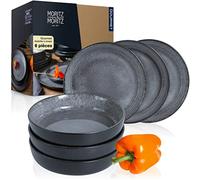 Moritz & Moritz VIDA Lot de 6 assiettes à soupe Anthracite pour 6 personnes - Porcelaine passe au lave-vaisselle et au micro-ondes