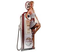 Moritz Plaque en tôle avec inscription « Gasoline Femme sur pompe à essence » 44 x 70 cm Vintage Rétro Nostalgie Métal Décoration en relief Plaque métallique