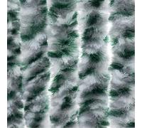 Moritz Rideau de porte en chenille 90 x 200 cm - Blanc, argenté, vert chiné - Rideau de porte - Moustiquaire pour camping et caravane