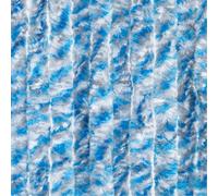 Moritz Rideau de porte en chenille - 90 x 220 cm - Rayé bleu gris blanc - Rideau de porte - Moustiquaire pour camping et caravane