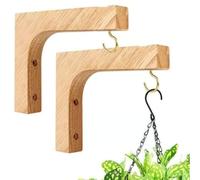 Morkite Lot de 2 supports muraux en bois - Support pour plantes, lanterne, crochet mural, support de suspension pour fleurs, planteur, suspendu (L forme)