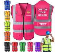 Morlavid Gilet de Sécurité Haute Visibilité Personnalisé avec Poches Chasuble Personnalisable avec Logo para Hombre pour le Travail de Construction,