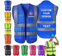 Morlavid Gilet de Sécurité Haute Visibilité Personnalisé avec Poches Chasuble Personnalisable avec Logo para Hombre pour le Travail de Construction,