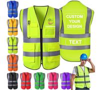 Morlavid Gilet de Sécurité Haute Visibilité Personnalisé avec Poches Chasuble Personnalisable avec Logo para Hombre pour le Travail de Construction,