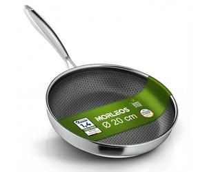 Morleos Poêle à frire en céramique Ø 20cm | nid d'abeille résistante aux rayures | 5 couches - 3mm - 0,8 kg | pour induction | Antiadhésive | Sans PTFE - non toxique
