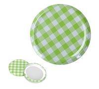 MorNon Twist Off Lot de 100 couvercles de rechange, pour bocaux en verre de 82 mm de diamètre, compatibles avec les bocaux en verre de 230/350/435 ml/565 ml, vert à carreaux