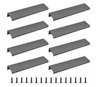 MOROBOR Finger side pull, 8 pièces poignée cachée style moderne poignée de tiroir, angle droit en alliage d'aluminium poignée invisible armoire matériel tiroir armoire poignées, 150mM / gris mat