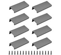 MOROBOR Finger side pull, 8 pièces poignée cachée style moderne poignée de tiroir, angle droit en alliage d'aluminium poignée invisible armoire matériel tiroir armoire poignées, 80mm / gris mat
