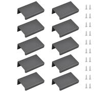 MOROBOR Lot de 10 poignées de tiroir de style moderne, angle droit en aluminium alliage invisible pour placard, gris, mini bord de doigt - 50 mm