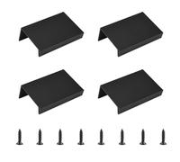 MOROBOR Lot de 4 poignées noires escamotables pour tiroirs, modernes à angle droit, en alliage d'aluminium, invisible, pour armoire, quincaillerie pour tiroirs, 50 mm