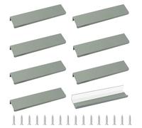 MOROBOR Lot de 8 mini poignées auto-adhésives dissimulées en alliage d'aluminium pour tiroir d'armoire, 150 mm, gris-vert