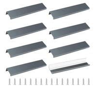 MOROBOR Lot de 8 mini poignées auto-adhésives dissimulées en alliage d'aluminium pour tiroir d'armoire, 150 mm, gris