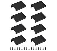 MOROBOR Lot de 8 mini poignées dissimulées noires de style moderne, en alliage d'aluminium, boutons de placard invisibles à angle droit pour tiroir d'armoire, 50 mm