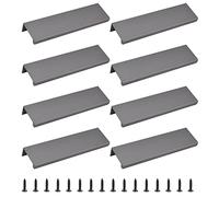 MOROBOR Lot de 8 poignées de tiroir de style moderne dissimulées en alliage d'aluminium invisible à angle droit pour armoire - 120 mm - Gris mat