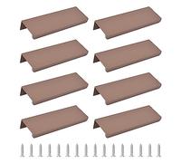 MOROBOR Lot de 8 poignées dissimulées de style moderne, poignée de tiroir à angle droit en alliage d'aluminium invisible, poignée d'armoire pour tiroir de quincaillerie d'armoire, 100 mm/marron