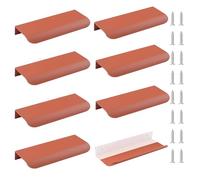 MOROBOR Poignée à bords fins, lot de 8 poignées autocollantes rondes à angle dissimulé pour placard en alliage d'aluminium moderne invisible pour tiroirs de meuble, 12 cm/Orange-rouge