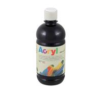 Morocolor PRIMO Acryl, 1 Flacon de 500 ML de Couleur Acrylique Fine, Noir, Effet Couvrant et Lumineux, Equipé d'un Bouchon Doseur
