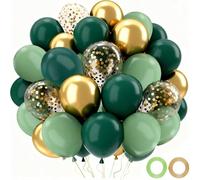 Morofme Lot de 52 ballons verts et dorés en latex à l'hélium de 30,5 cm, vert avec vert foncé, vert sauge, ballons dorés, ballons à confettis pour anniversaire, mariage, baptême, jungle, animaux