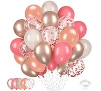 Morofme Lot de 60 ballons à l'hélium vintage de 30,5 cm avec ballons métalliques dorés, ballons à confettis pour fille, femme, anniversaire, bohème, mariage, fiançailles, fête prénatale, décoration de