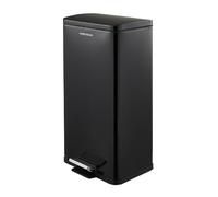 Morphy Richards Poubelle de cuisine rectangulaire à pédale de 30 L, couvercle à fermeture douce, seau intérieur, pédale marche, noir, 880001