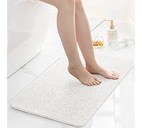MORROWCAMP Tapis de Douche Antidérapant, 60 x 40 cm Tapis de Bain Rectangulaire en Luffa avec Drain, Tapis de Salle de Bain à Sol Mouillé, Tapis de Douche en PVC, Séchage Rapide (Blanc)
