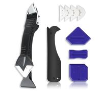 MORROWIND Kit Outils de Calfeutrage En Silicone, 3-en-1 Décapant Joint, Grattoir Joint et Outil Finition Silicone, Grattoir Colle Verre pour Sol Fenêtre Évier Salle de Bain Cuisine (Noir)