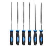 MORROWIND Lot de 6 Limes Aiguilles, Ø 3 mm Longueur 140 mm, Acier Alliée Trempé, Mini Limes pour Métal Bois Plastique, Plate Warding Carrée Triangulaire Ronde Demi-Ronde, Bleu