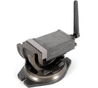 Morset universel de précision 5 pouces à 2 axes, avec plateau pivotant, inclinaison réglable, et plateau tournant. Utilisable pour le perçage, le fraisage et le serrage. Base de machine rotative à 360