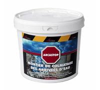 Mortier anti infiltrations eau ciment enduit prise rapide stop fuite béton colmatage Scellement drain réparation tuyau ARCASTOP Gris 25 Kg