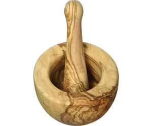 Mortier avec pilon - CONTINENTA - Bois d'olivier - Durable - Prise en main facile - Unique