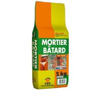 Mortier Bâtard Polyvalent 5kg - Ton Pierre - Mélange Ciment-Chaux pour Maçonnerie, Enduits et Rénovation Intérieur/Extérieur