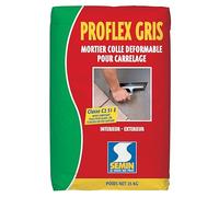 Mortier Colle Déformable pour Carrelage Proflex Gris Semin, Intérieur/Extérieur, sac de 25 kg