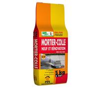 Mortier-Colle Neuf et rénovation Gris 5kg - Haute Performance, Adhérence Renforcée - Pose de Carrelage, Faïence et Grès Cérame -