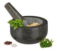 Mortier en granit avec pilon, robuste, pour épices, herbes, mortier en pierre polie, d. 16 cm, 400 ml, gris anthracite G