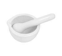 Mortier en Porcelaine avec Pilon, 7x7x3,5cm pour laboratoire | Surface Courbe, Couvercle Anti-Éclaboussures, Résistance Chimique, pour Poudres, Réactifs et Préparations Pharmaceutiques