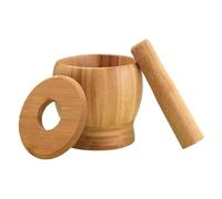 Mortier et , moulin à ail, presse-poivre en bois, design compact, manuel facile, préparation des repas pour chefs, 10 x 10 cm, couleur marron naturel