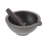 Mortier et Pilon Cuisine en Fonte Noir pour Ail et Épices | Opération Manuelle, Broyage Polyvalent Salissure, Usage Maison ou Fêtes, Style Traditionnel Moderne
