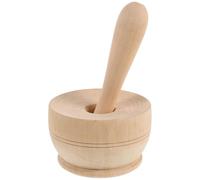 Mortier et Pilon Cuisine Rond en Bois pour Poivre et Épices | Bol Broyeur Manuel, Prise Confortable et Précision de Broyage, Finition Lisse Polie, Couleur Kaki