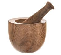 Mortier et pilon en bois - Cuisine - 13 5 x 13 5 x 10 5 cm - Naturel