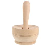 Mortier et Pilon en Bois Rond pour Broyage Précis de Graines | Finition Lisse Polie, Prise Confortable, Couleur Kaki, Adapté aux Noix Graines, Usage la Cuisine