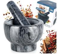 Mortier et pilon en granit - Vilde - 13 cm noir - broyeur a epices herbes graines noix pesto marinade