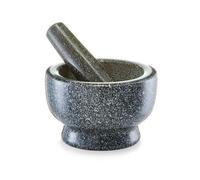 Mortier pilon en granit - Lazozo - gris anthracite 13 x 8 cm broyeur d'ail et d'épices manuel en pierre durable pour cuisine maison