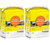 Mortier réfractaire pour le montage et l'assemblage de briques réfractaires, 5kg, WEBERCEL FEU, WEBER (Lot de 2)