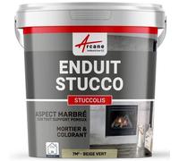 Mortier + teinte - stuc sans primaire ni finition STUCCOLIS Beige vert kit jusqu'à 7m²