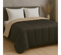 Mortreux Couette Bicolore Noir/Taupe - 220 x 240 cm - 350 g/m² - Lavable en Machine