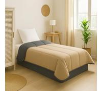Mortreux Couette tempérée Gris foncé/Taupe - 1 Personne 140 x 200 - Toutes Saisons